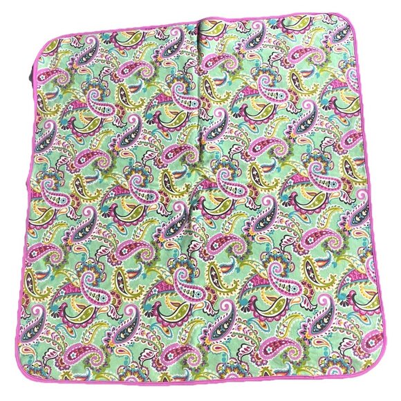 Vera Bradley Baby Receiving Blanket Tutti Frutti Reversible Green Floral Paisley - Picture 2 of 11